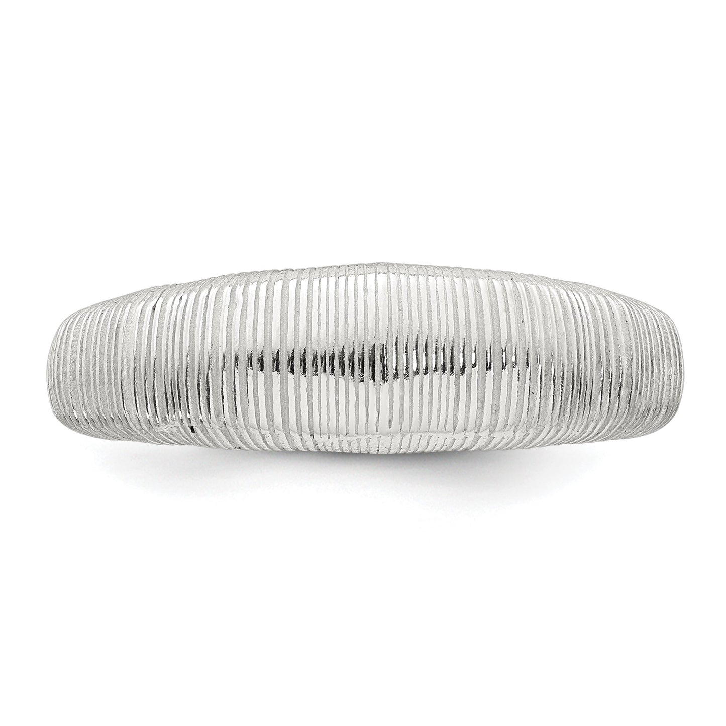 Sterling Silver Polished and Grooved Size 7 Ring