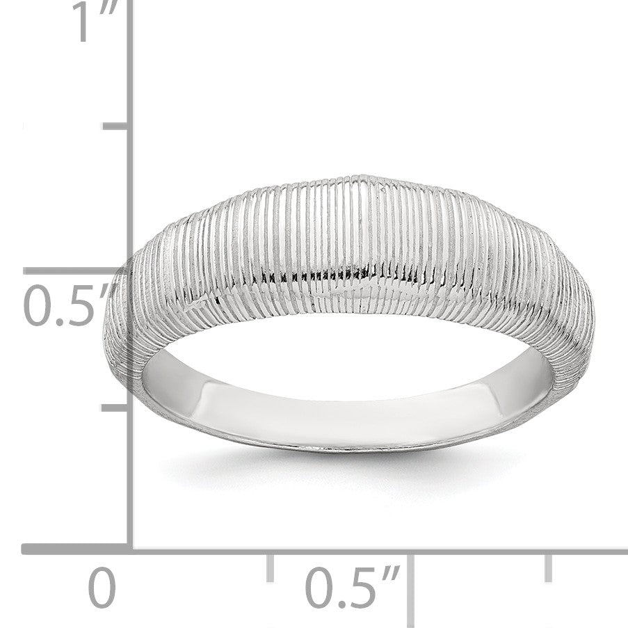 Sterling Silver Polished and Grooved Size 7 Ring