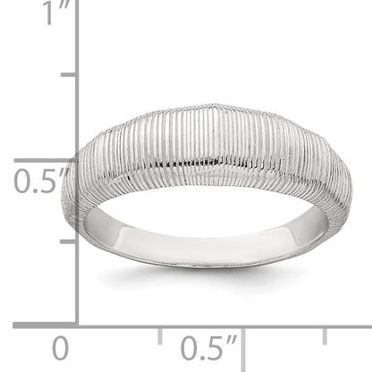 Sterling Silver Polished and Grooved Size 7 Ring
