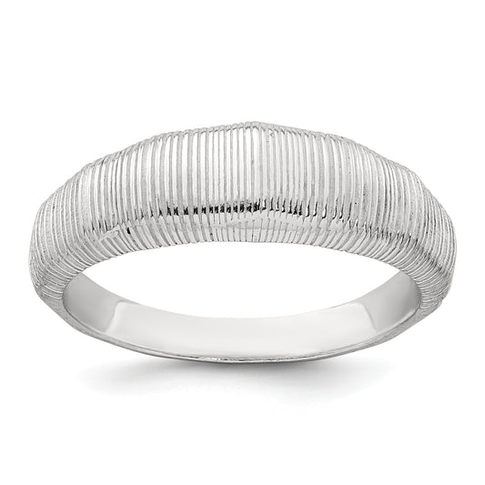 Sterling Silver Polished and Grooved Size 8 Ring