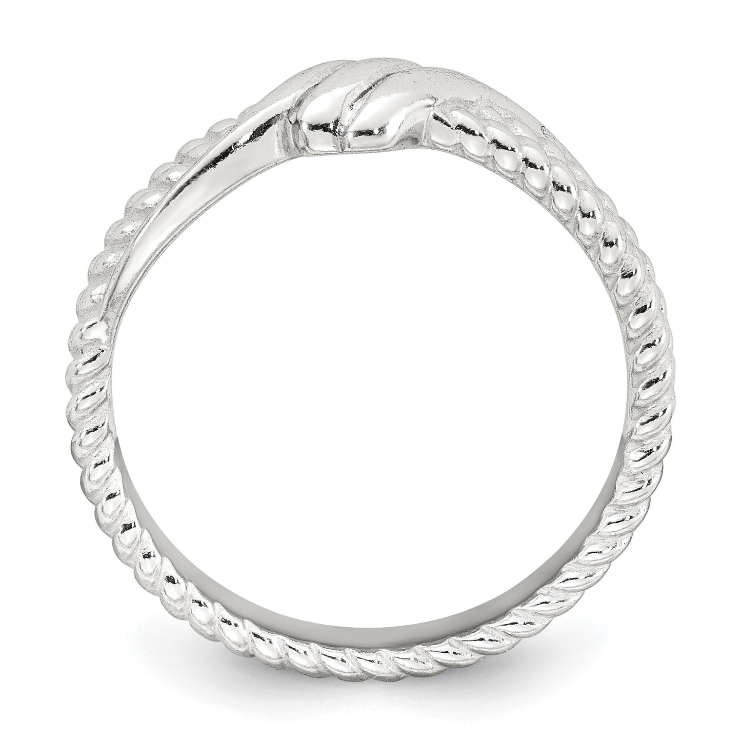 Sterling Silver Polished and Textured Fancy Twisted Size 7 Ring