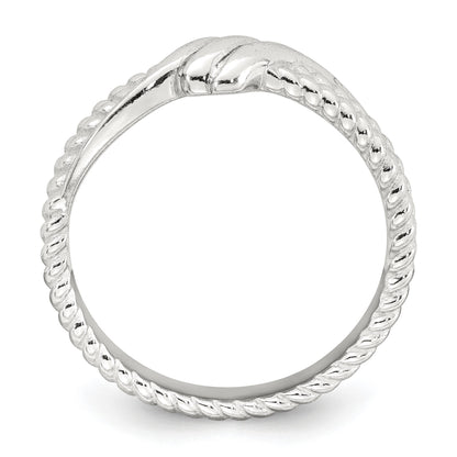 Sterling Silver Polished and Textured Fancy Twisted Size 7 Ring