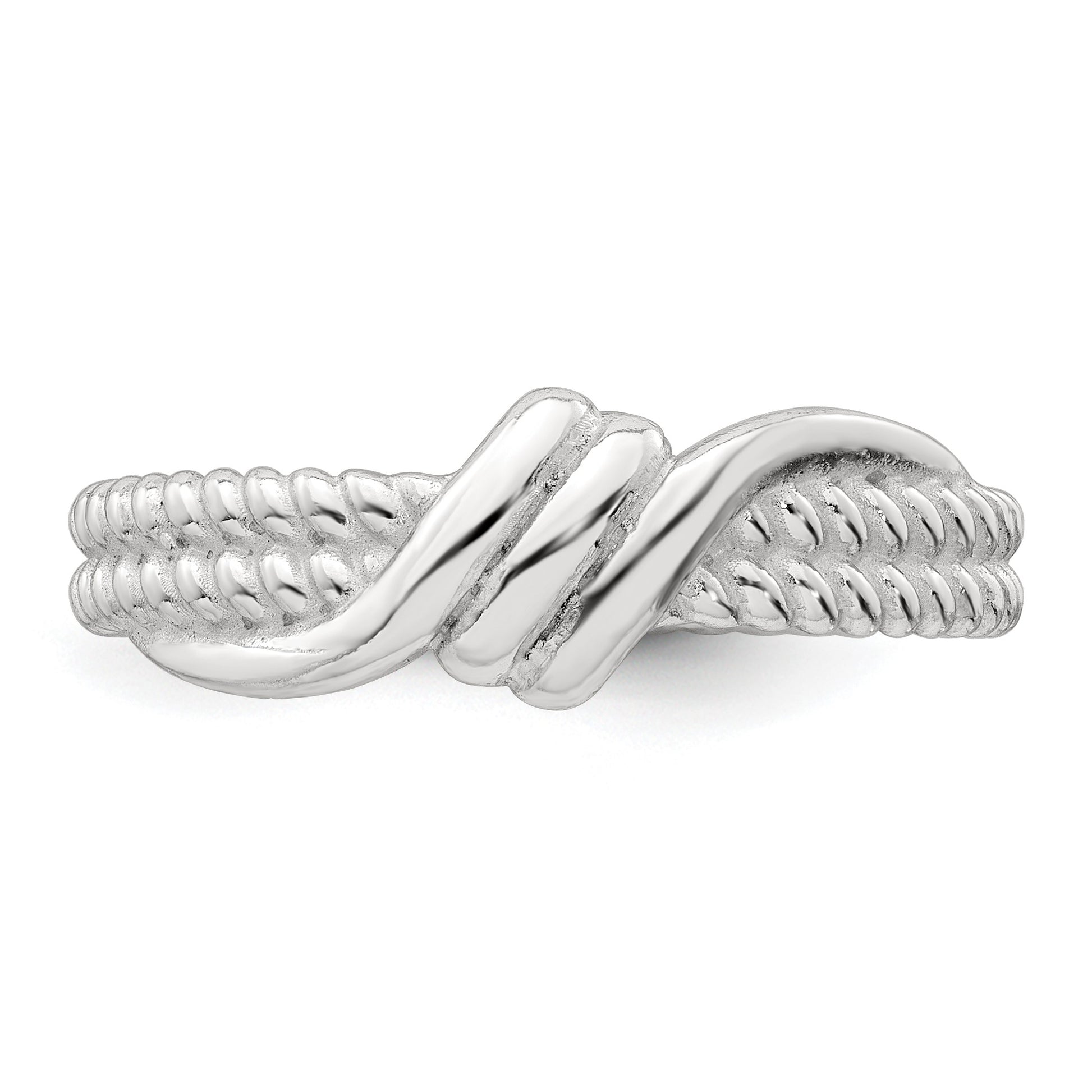 Sterling Silver Polished and Textured Fancy Twisted Size 6 Ring