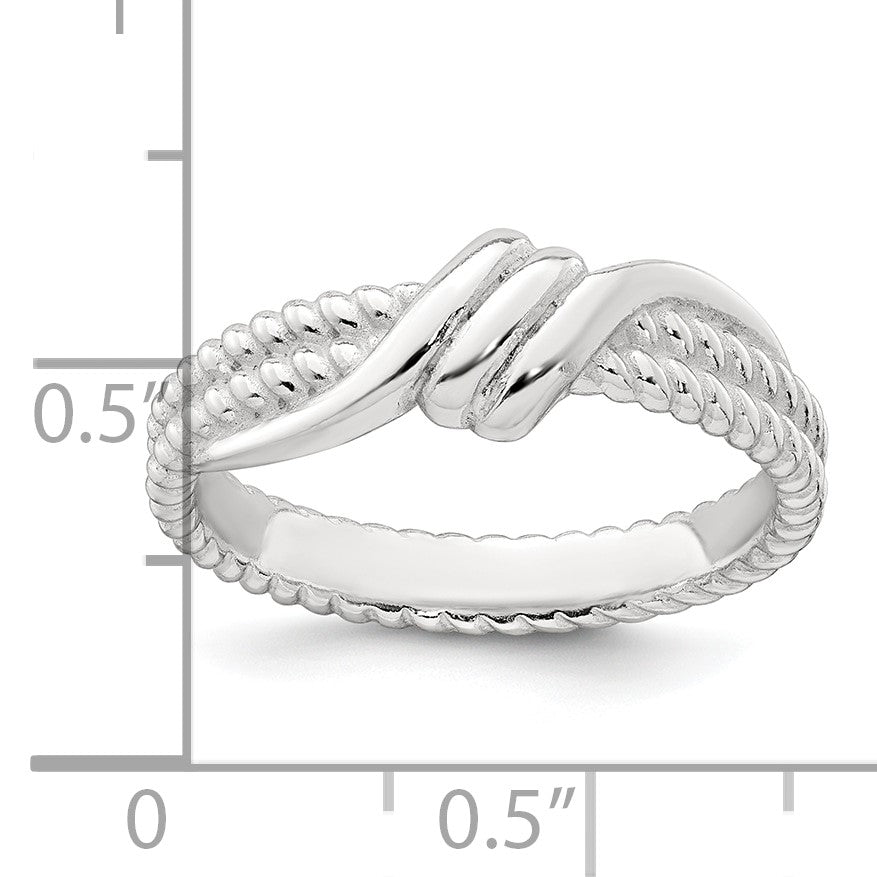 Sterling Silver Polished and Textured Fancy Twisted Size 6 Ring