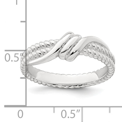 Sterling Silver Polished and Textured Fancy Twisted Size 6 Ring