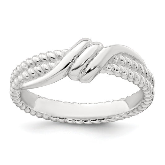Sterling Silver Polished and Textured Fancy Twisted Size 6 Ring