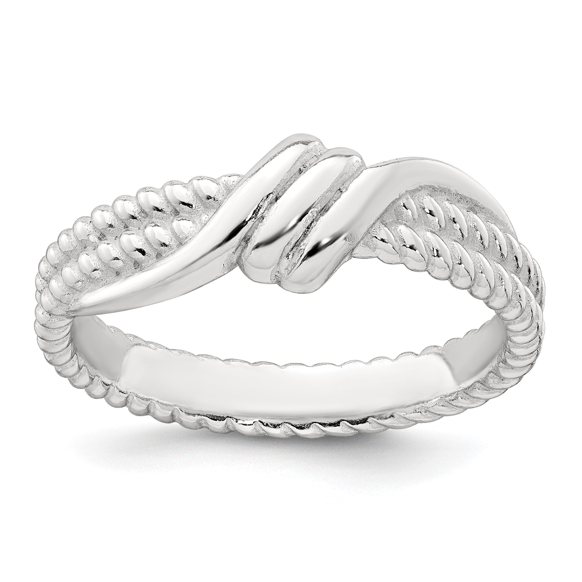 Sterling Silver Polished and Textured Fancy Twisted Size 8 Ring