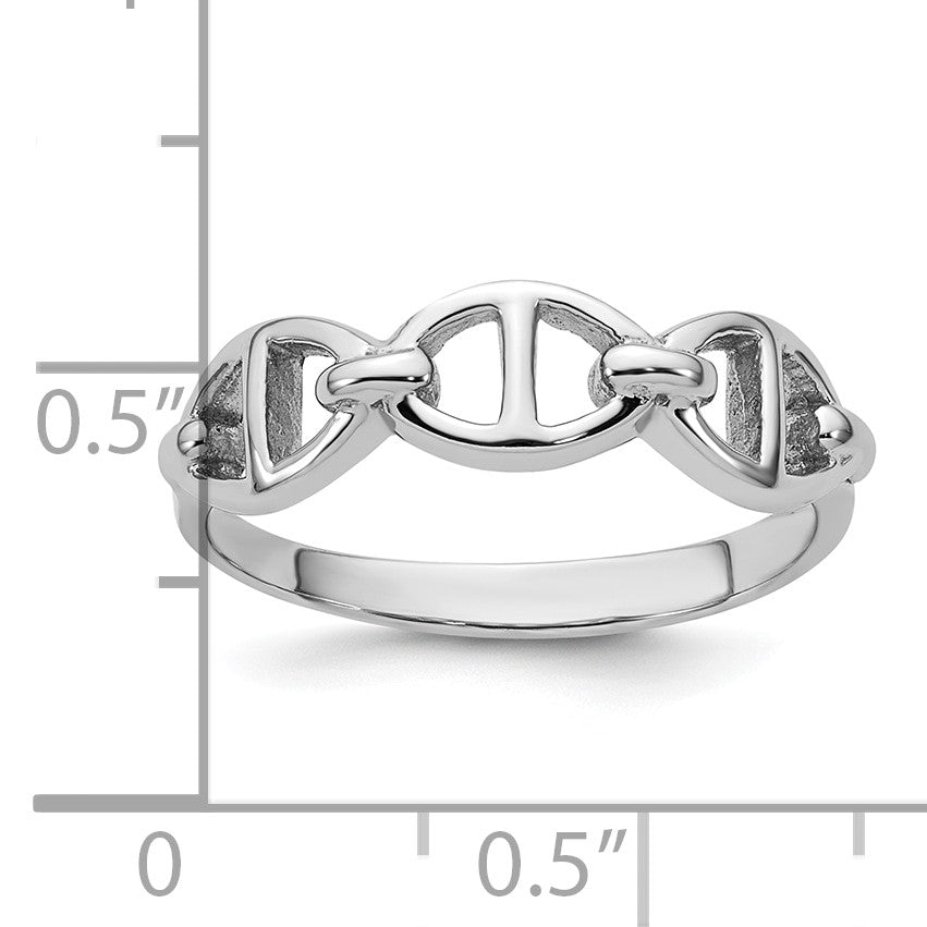 Sterling Silver Rhodium-plated Polished Mariner Link Size 7 Ring