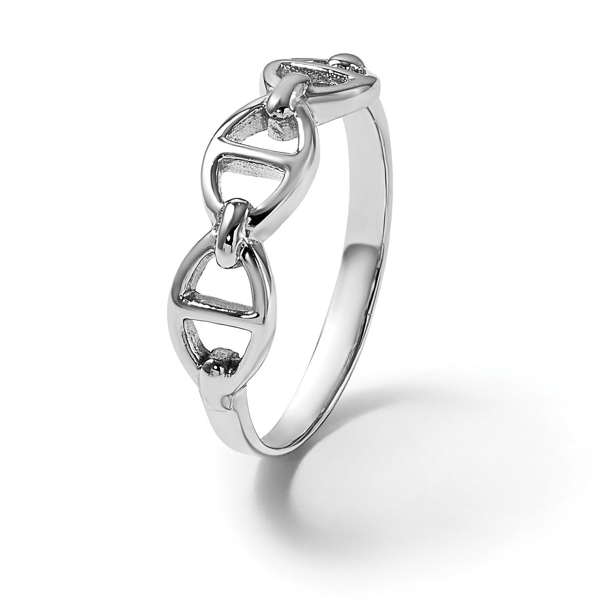 Sterling Silver Rhodium-plated Polished Mariner Link Size 8 Ring