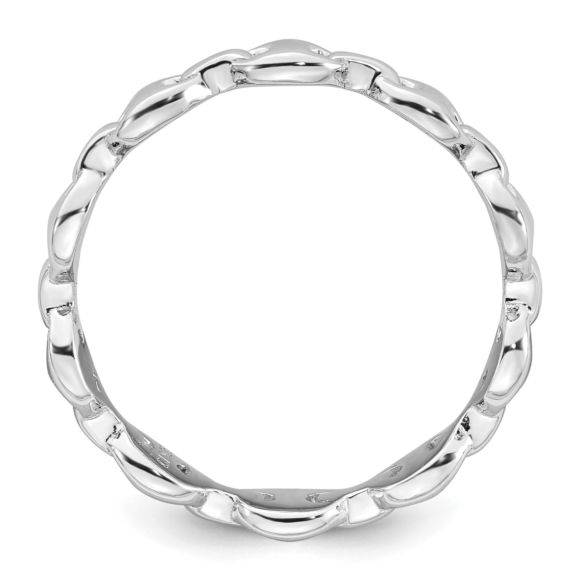 Sterling Silver Rhodium-plated Polished Mariner Link Size 6 Ring