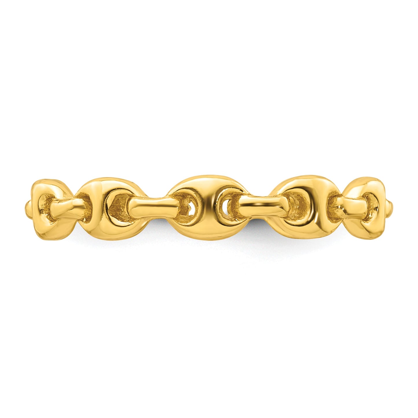 Sterling Silver Gold-tone Polished Mariner Link Size 7 Ring