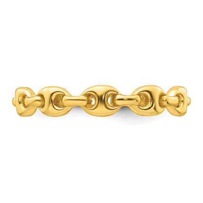Sterling Silver Gold-tone Polished Mariner Link Size 6 Ring