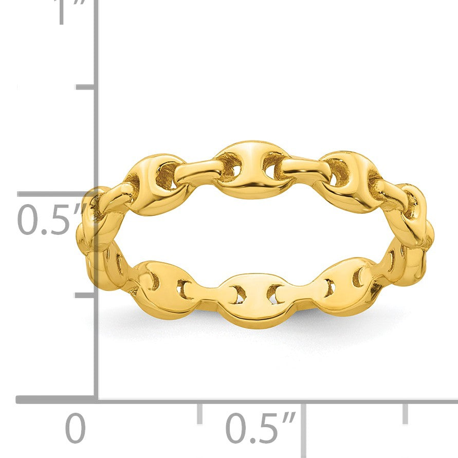 Sterling Silver Gold-tone Polished Mariner Link Size 7 Ring