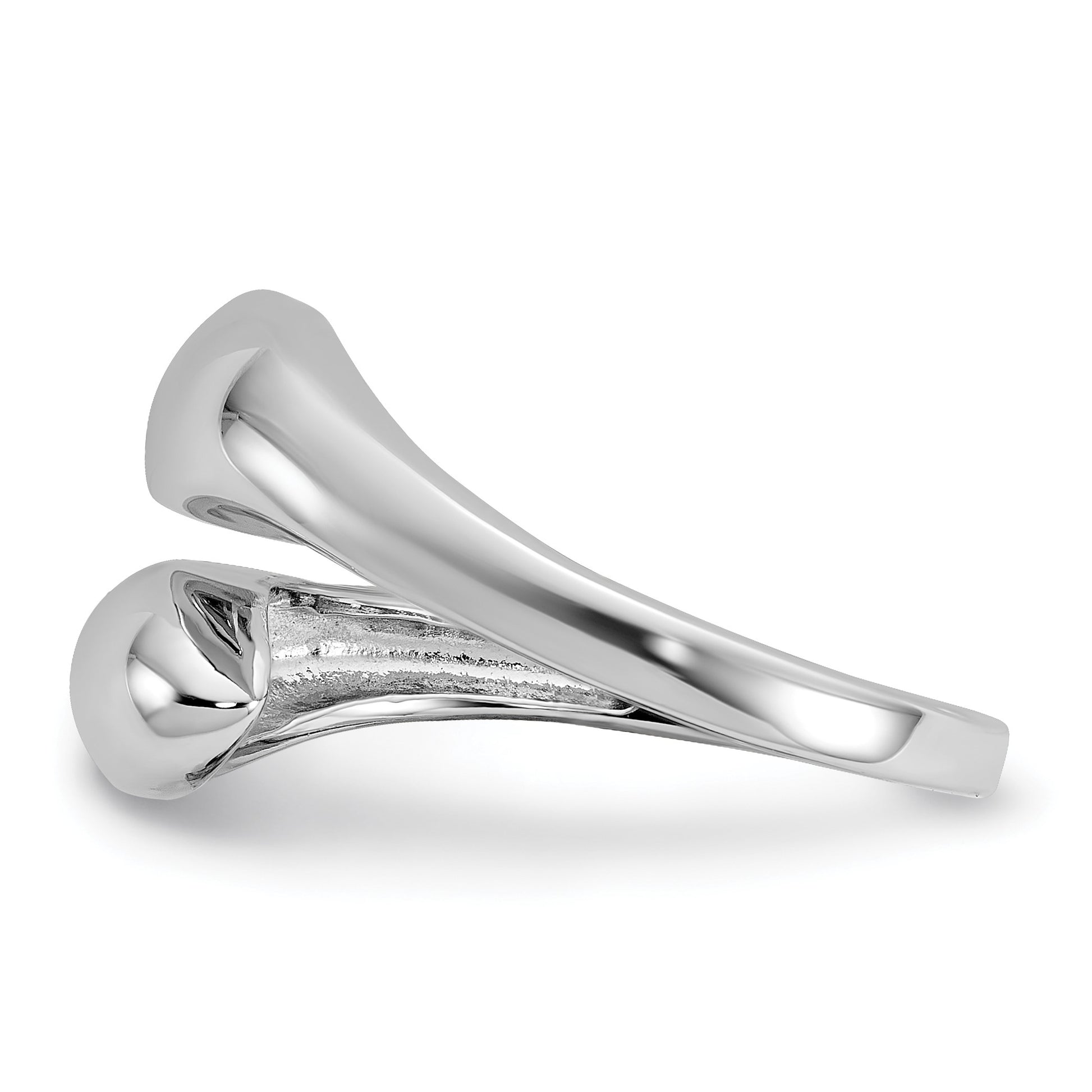 Sterling Silver Rhodium-plated Polished Open Bypass Size 8 Ring
