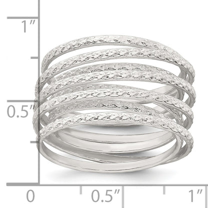 Sterling Silver Polished and Textured Wrapped Spring Size 6 Flexible Ring