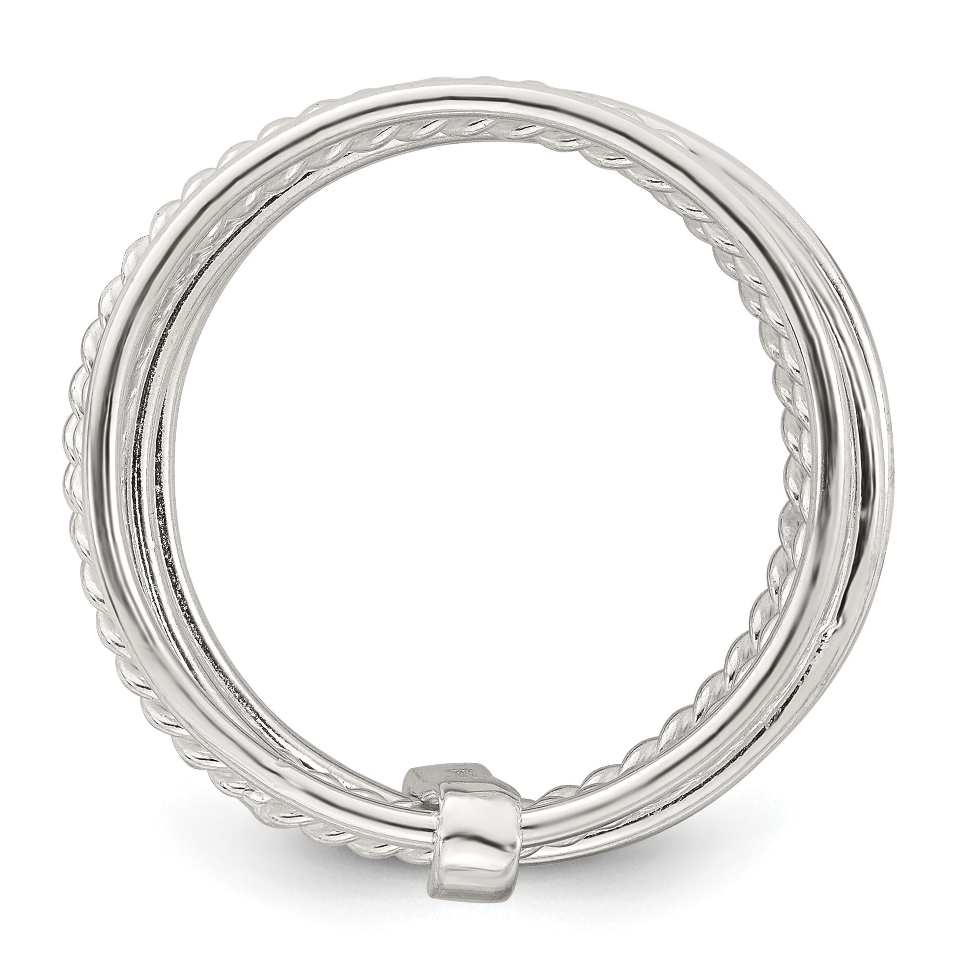 Sterling Silver Polished and Textured Twisted Multi-Band Size 7 Ring