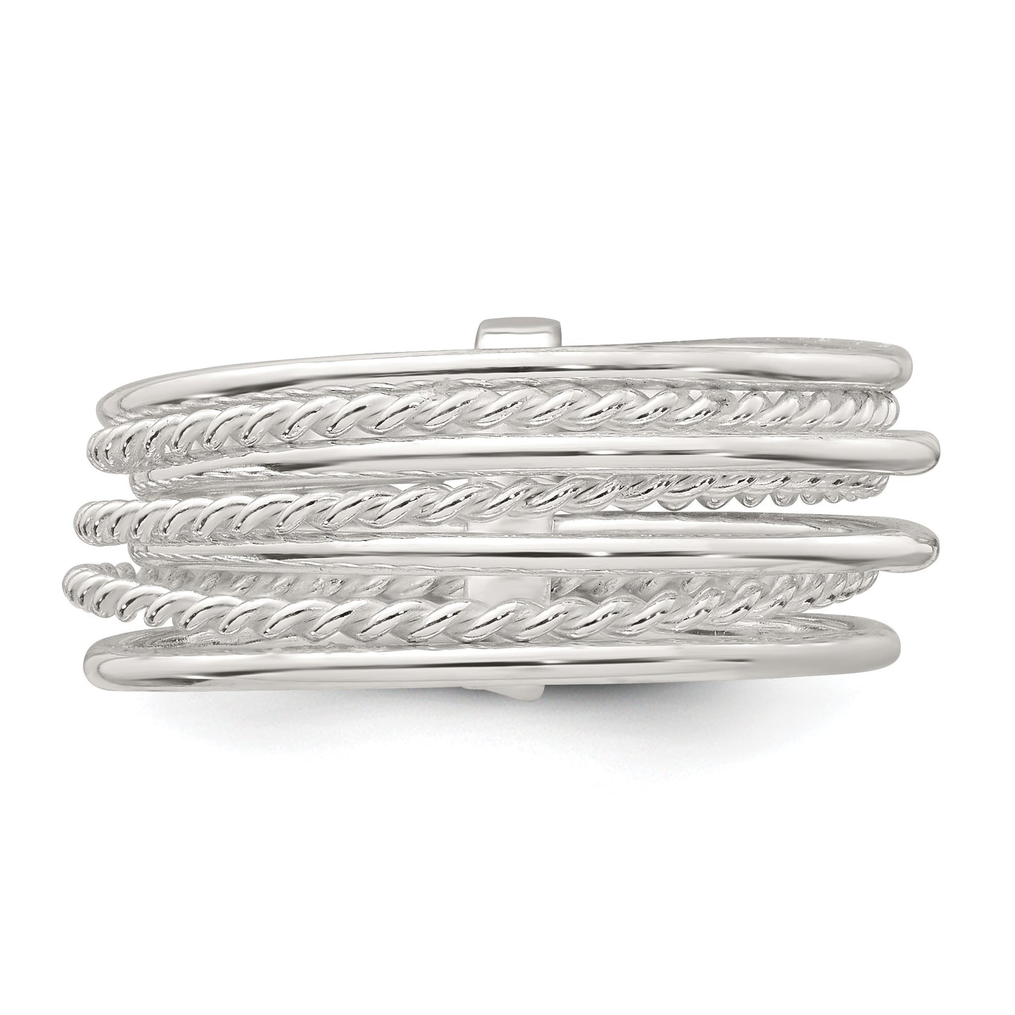 Sterling Silver Polished and Textured Twisted Multi-Band Size 6 Ring