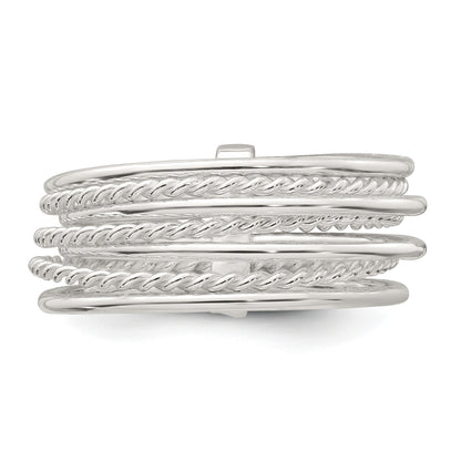 Sterling Silver Polished and Textured Twisted Multi-Band Size 6 Ring