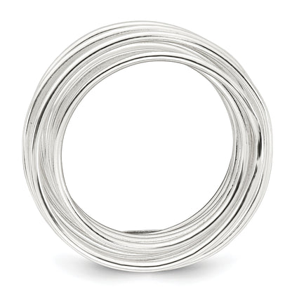 Sterling Silver Polished and Wrapped Spring Size 7 Flexible Ring