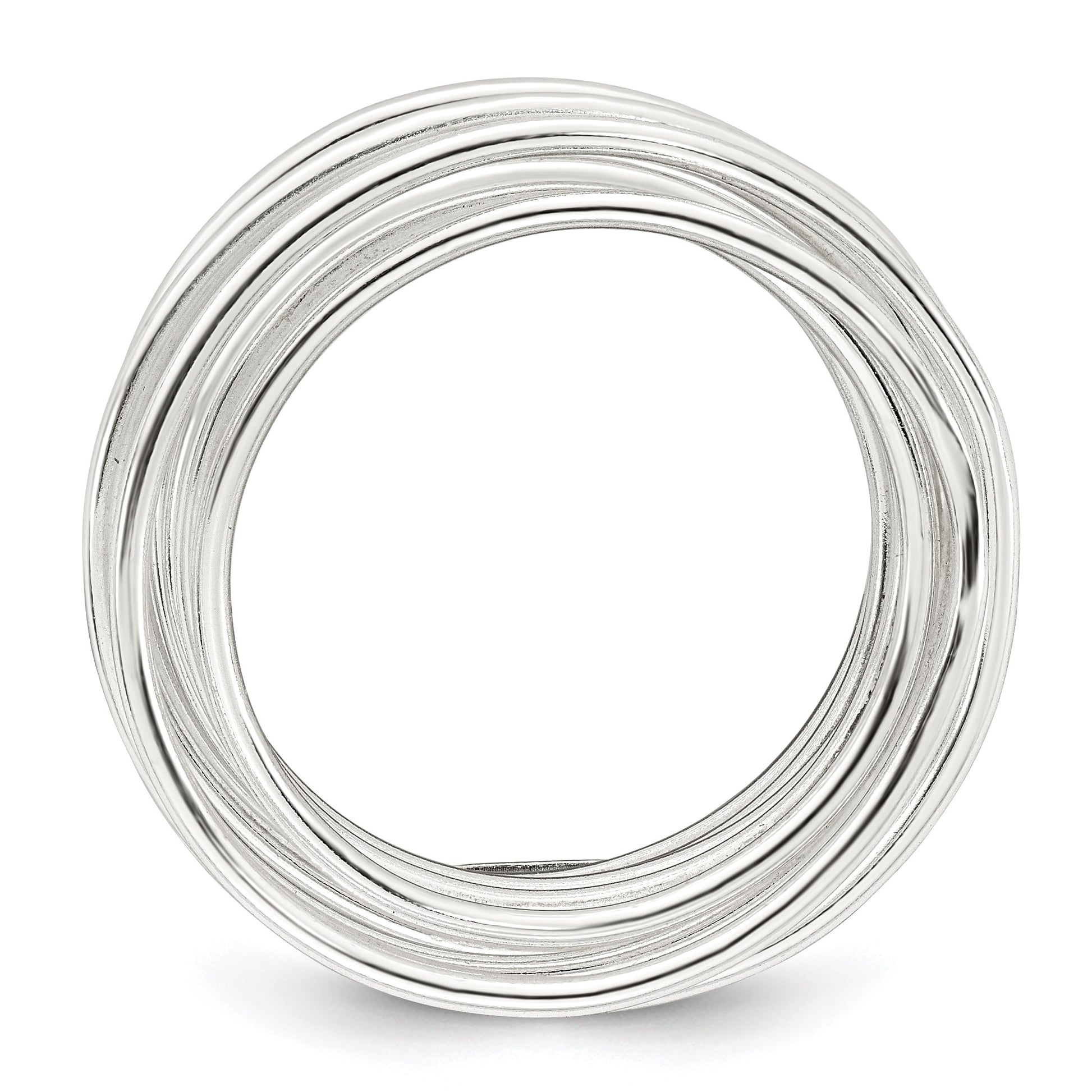 Sterling Silver Polished and Wrapped Spring Size 6 Flexible Ring