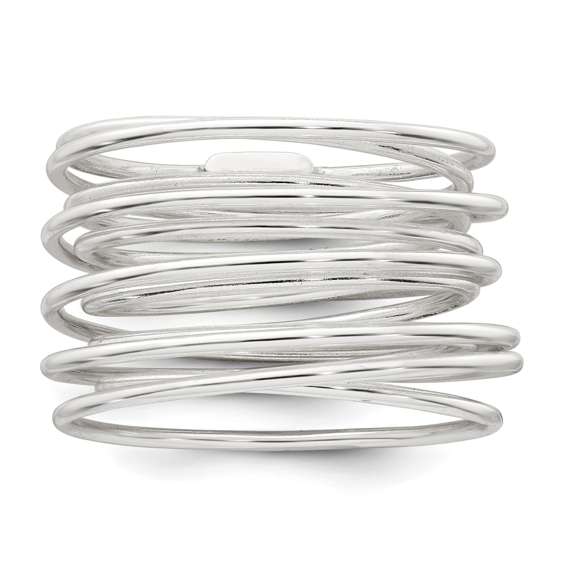 Sterling Silver Polished and Wrapped Spring Size 6 Flexible Ring