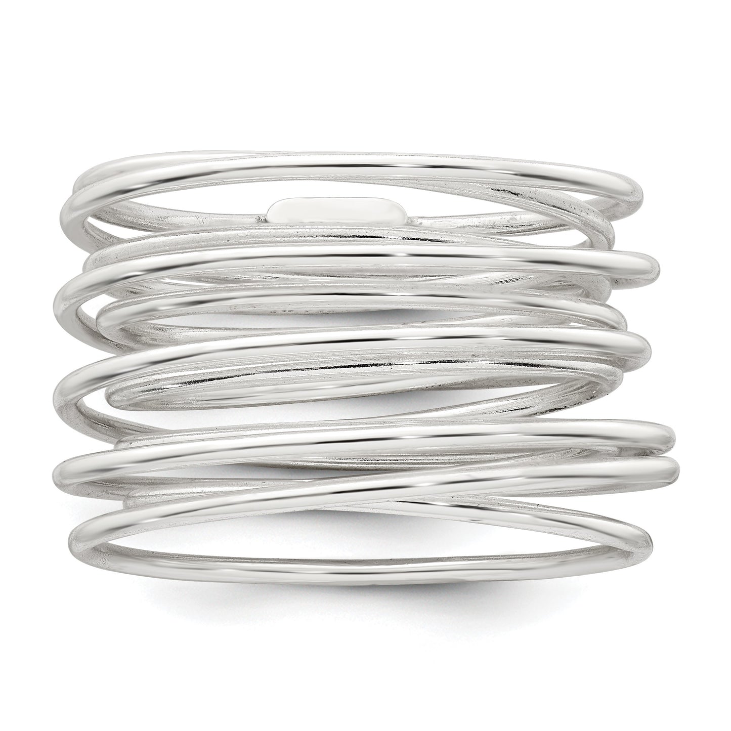 Sterling Silver Polished and Wrapped Spring Size 8 Flexible Ring