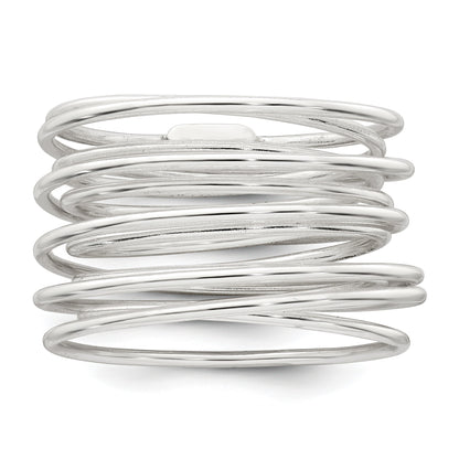 Sterling Silver Polished and Wrapped Spring Size 8 Flexible Ring