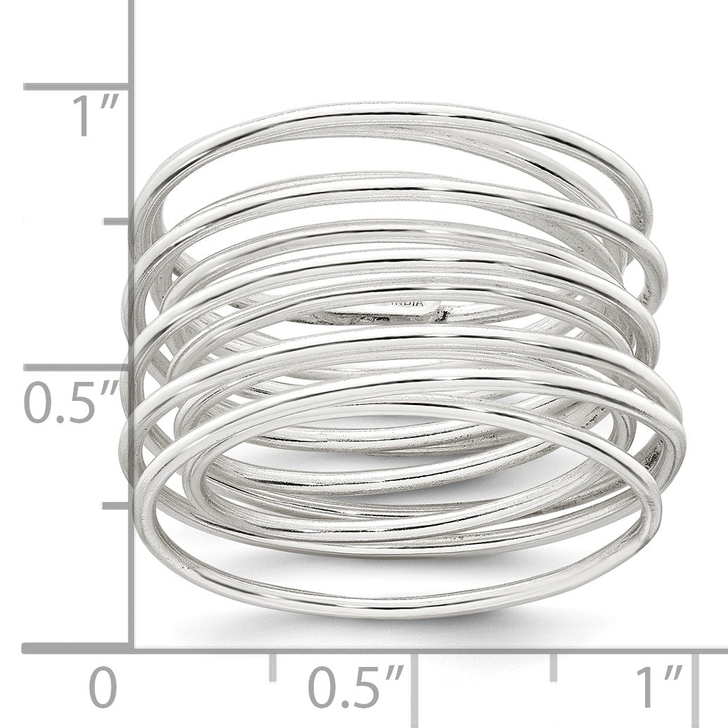 Sterling Silver Polished and Wrapped Spring Size 7 Flexible Ring