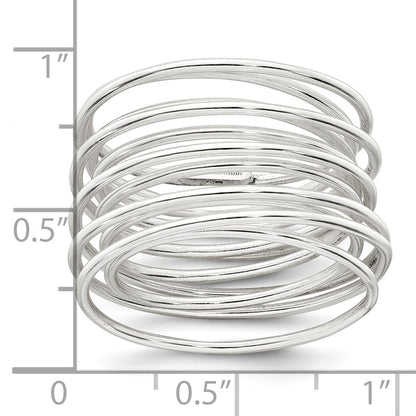 Sterling Silver Polished and Wrapped Spring Size 7 Flexible Ring