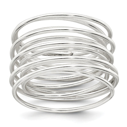 Sterling Silver Polished and Wrapped Spring Size 7 Flexible Ring