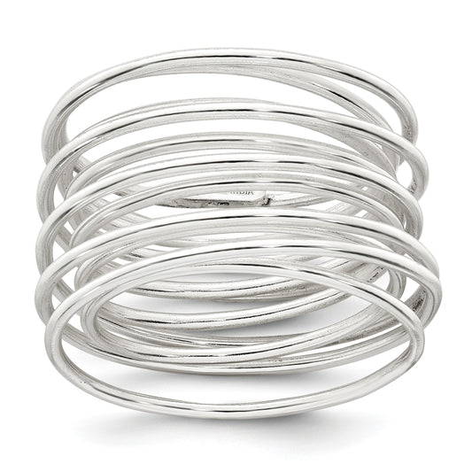 Sterling Silver Polished and Wrapped Spring Size 7 Flexible Ring