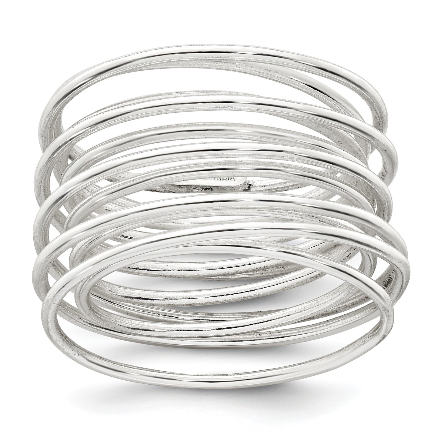 Sterling Silver Polished and Wrapped Spring Size 6 Flexible Ring