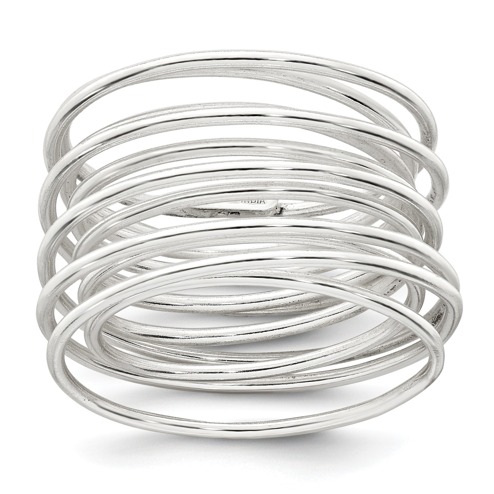 Sterling Silver Polished and Wrapped Spring Size 6 Flexible Ring