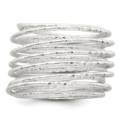 Sterling Silver Polished and Textured Wrapped Spring Size 6 Flexible Ring