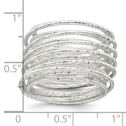 Sterling Silver Polished and Textured Wrapped Spring Size 8 Flexible Ring