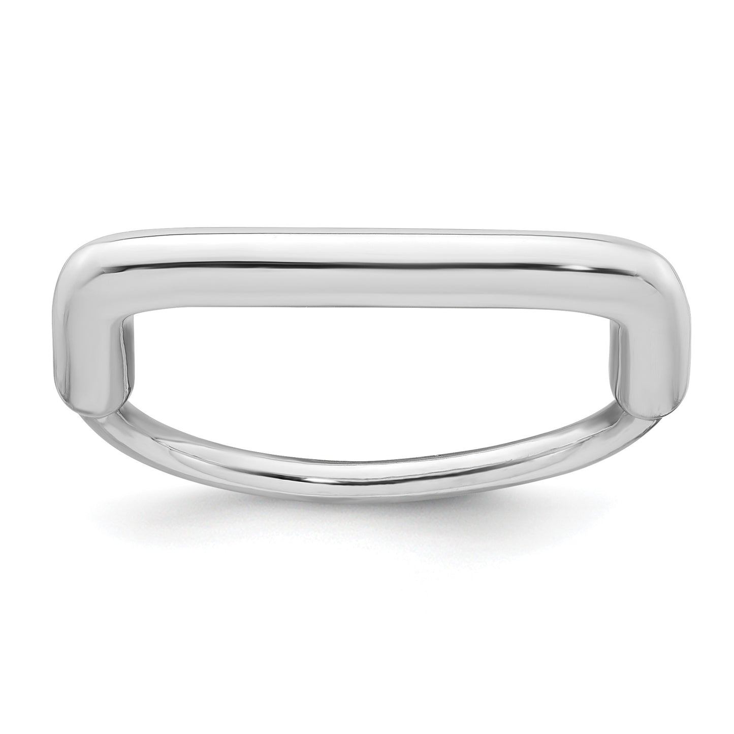 Sterling Silver Rhodium-plated Polished and Pave CZ Square Size 8 Two Ring Set