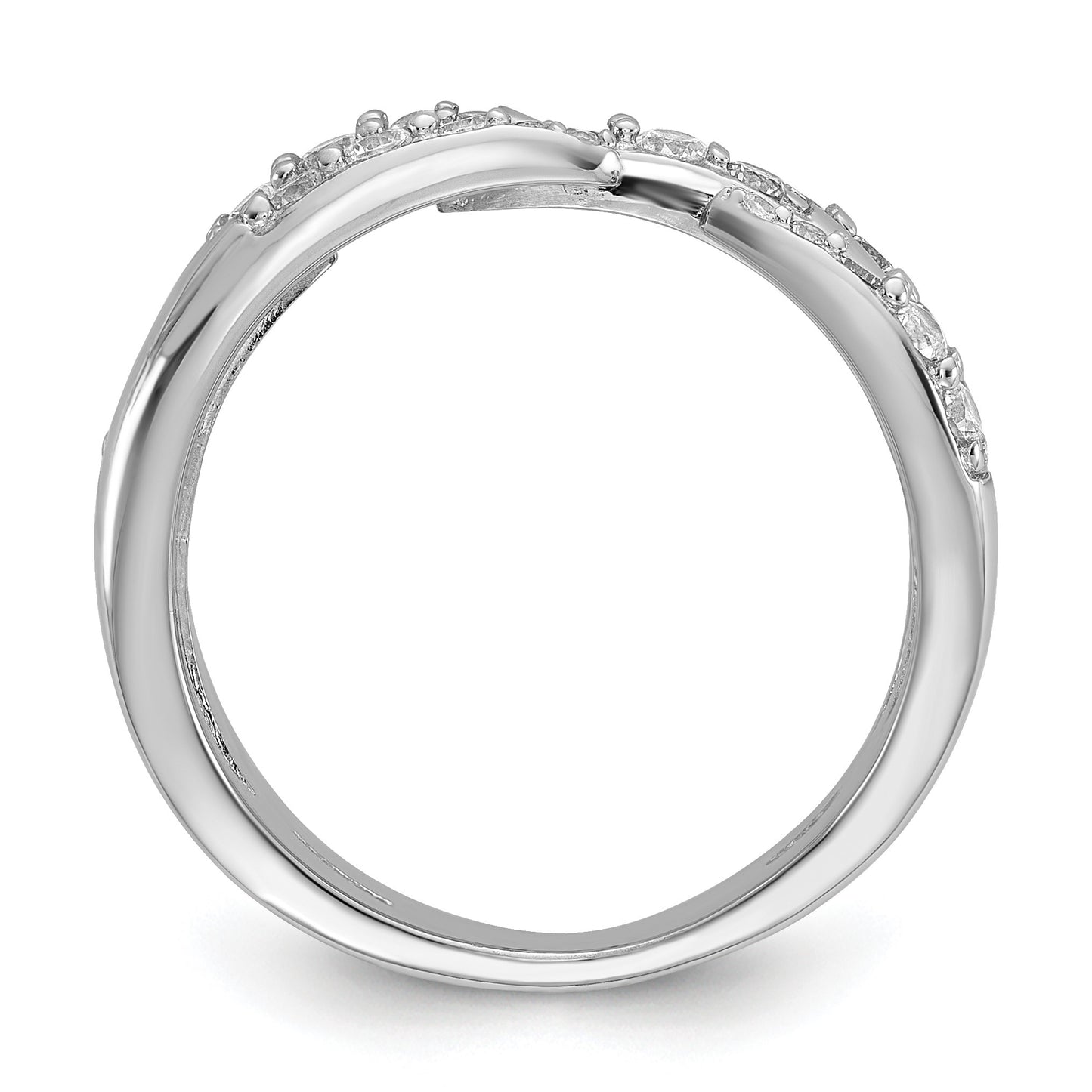 Sterling Silver Rhodium-plated CZ Polished Multi-Row Size 8 Ring