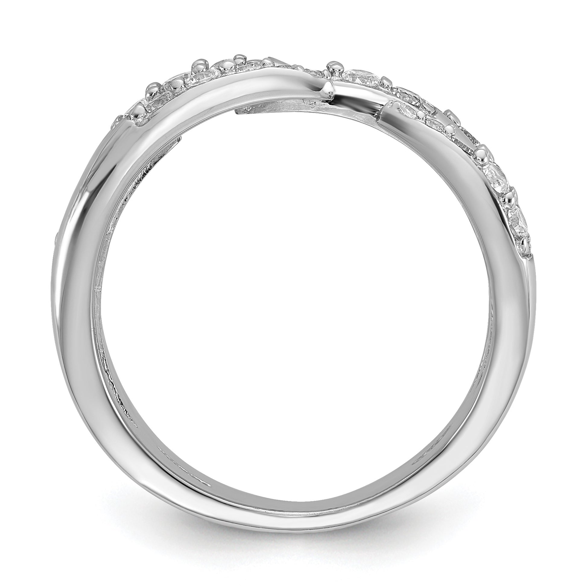 Sterling Silver Rhodium-plated CZ Polished Multi-Row Size 8 Ring