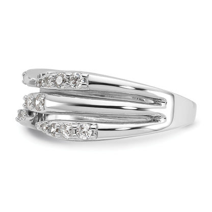 Sterling Silver Rhodium-plated CZ Polished Multi-Row Size 6 Ring