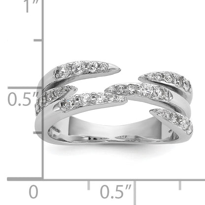 Sterling Silver Rhodium-plated CZ Polished Multi-Row Size 7 Ring