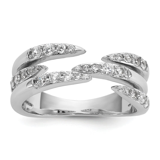 Sterling Silver Rhodium-plated CZ Polished Multi-Row Size 8 Ring