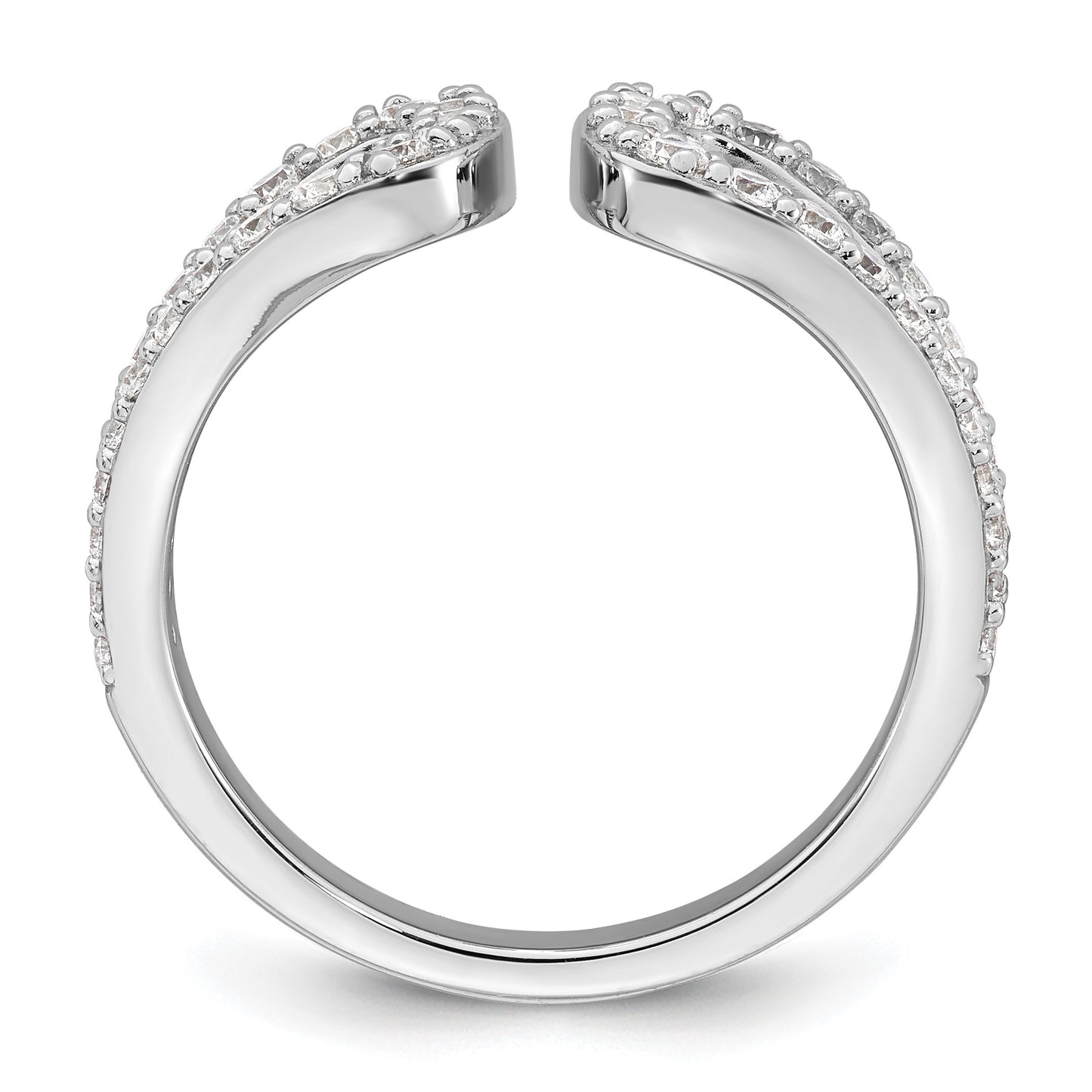 Sterling Silver Rhodium-plated Polished CZ Open Top Size 7 Ring
