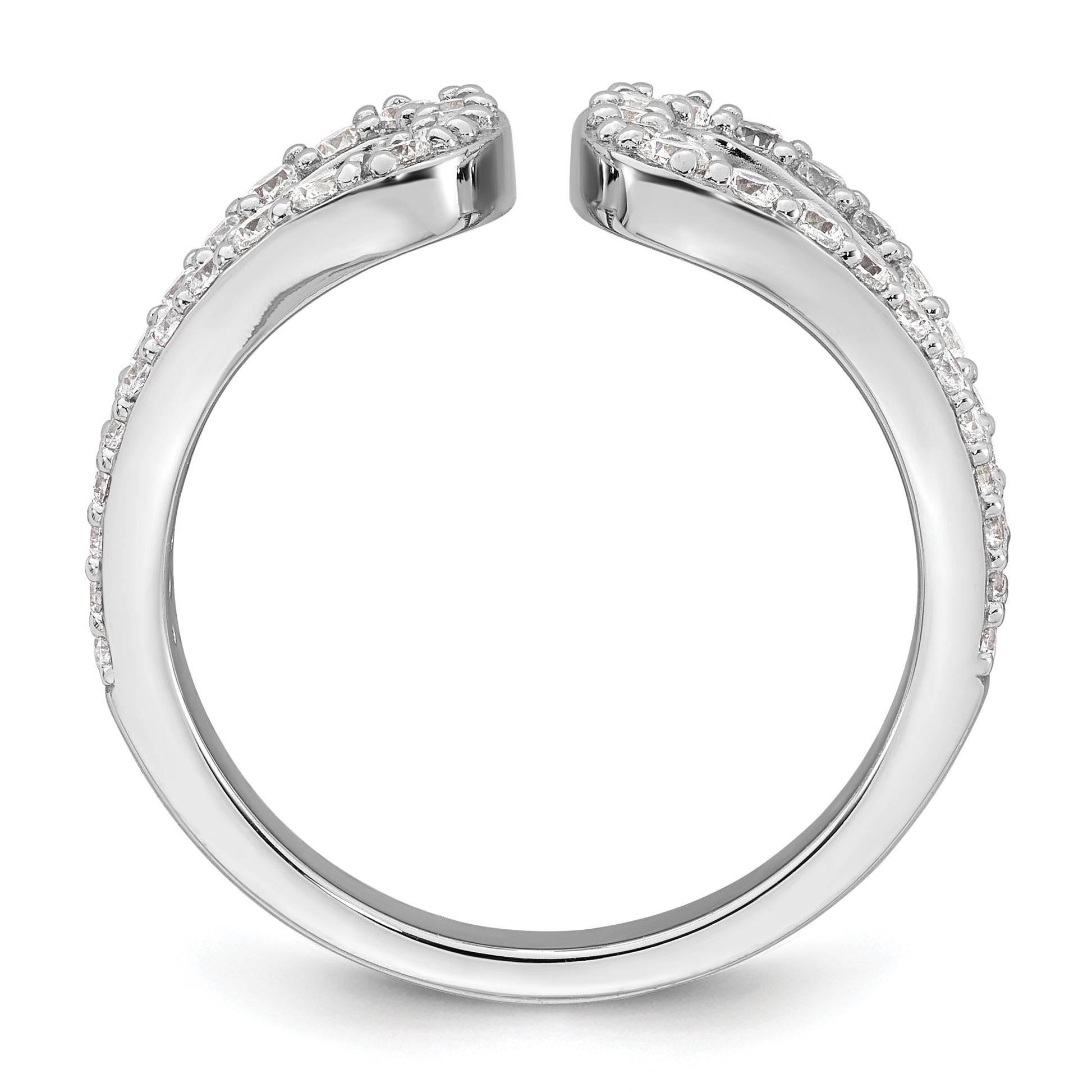 Sterling Silver Rhodium-plated Polished CZ Open Top Size 7 Ring