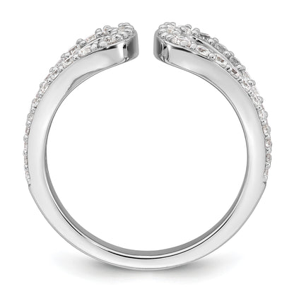 Sterling Silver Rhodium-plated Polished CZ Open Top Size 7 Ring