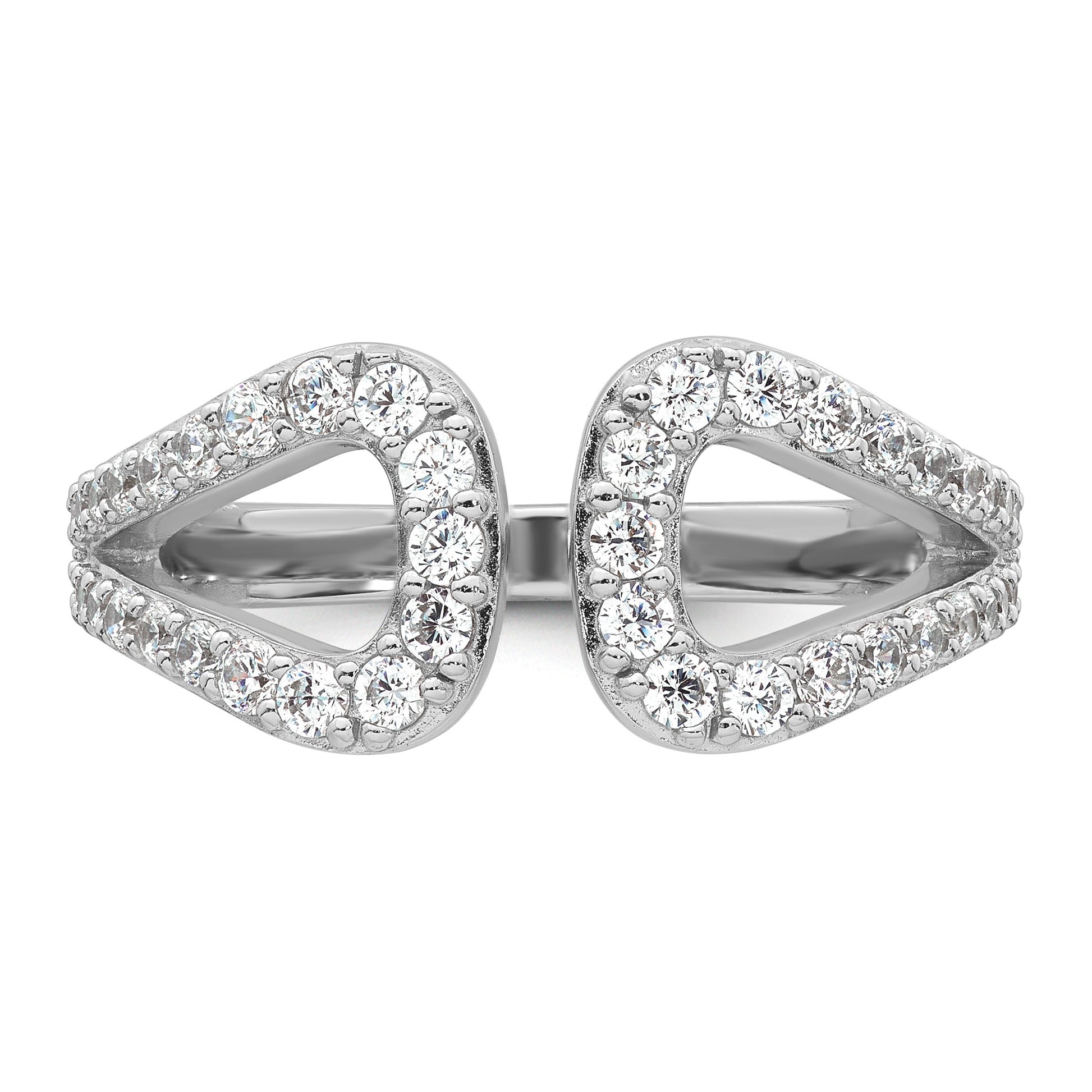 Sterling Silver Rhodium-plated Polished CZ Open Top Size 7 Ring