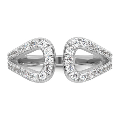 Sterling Silver Rhodium-plated Polished CZ Open Top Size 7 Ring