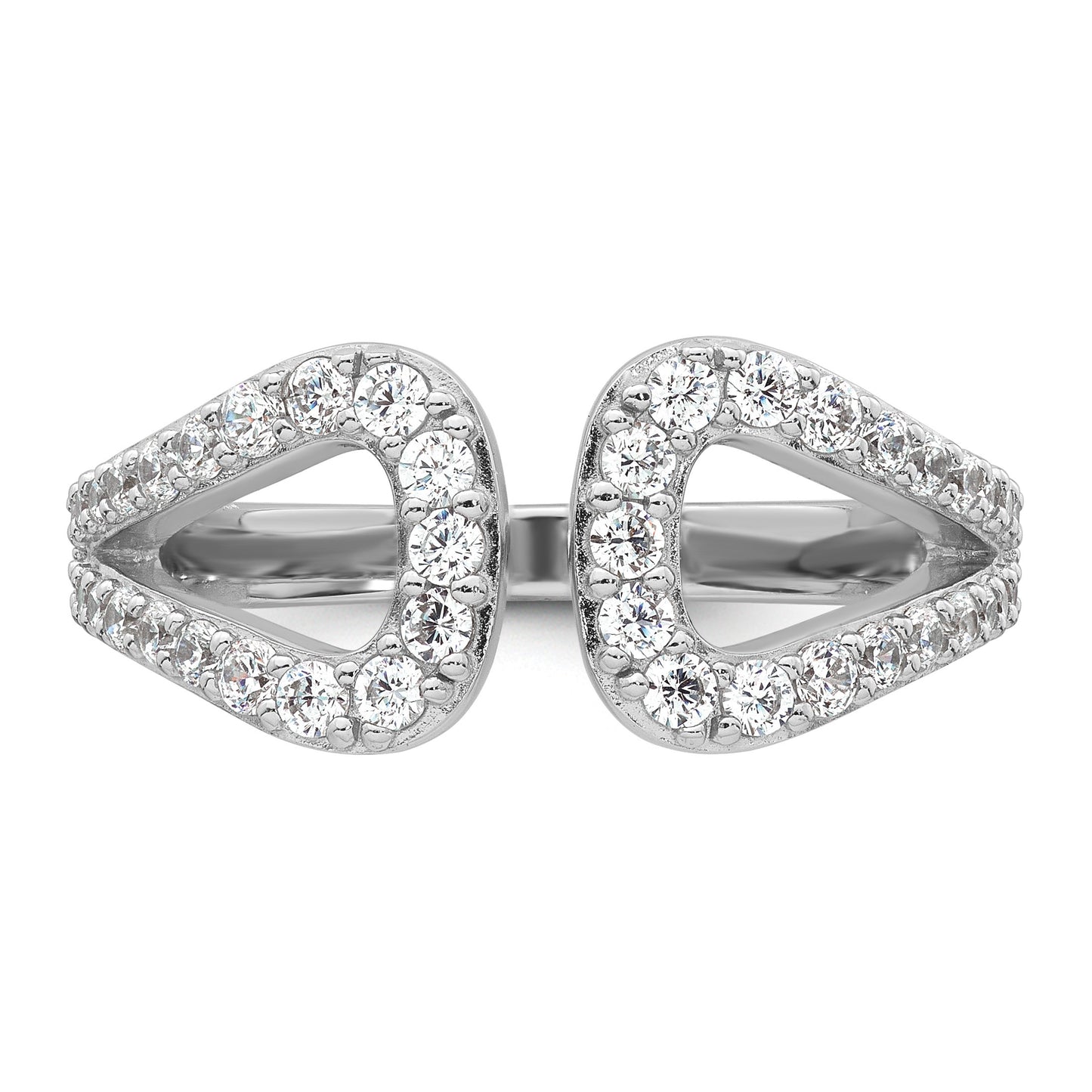 Sterling Silver Rhodium-plated Polished CZ Open Top Size 6 Ring