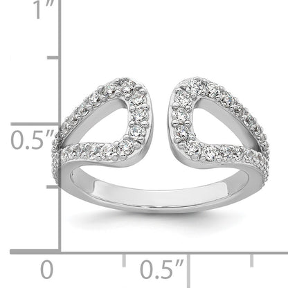 Sterling Silver Rhodium-plated Polished CZ Open Top Size 7 Ring