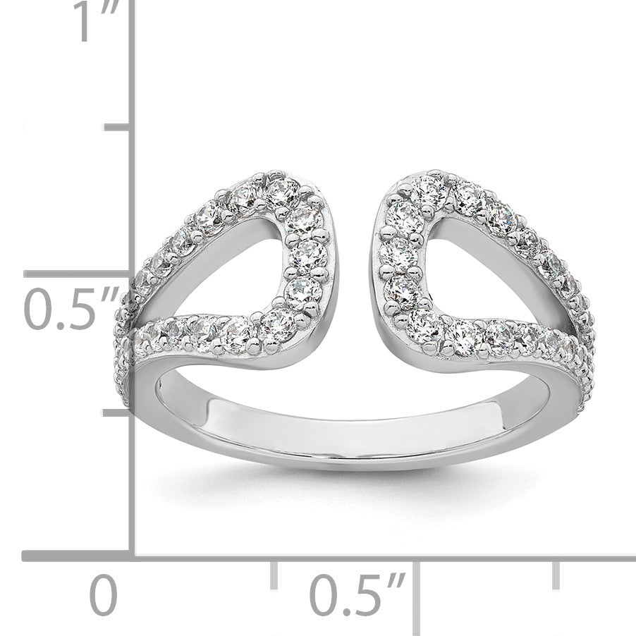 Sterling Silver Rhodium-plated Polished CZ Open Top Size 6 Ring