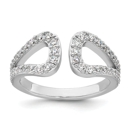 Sterling Silver Rhodium-plated Polished CZ Open Top Size 7 Ring